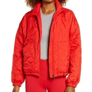 Zella Women's Quilted Lightweight Red Bomber Jacket Size: Large